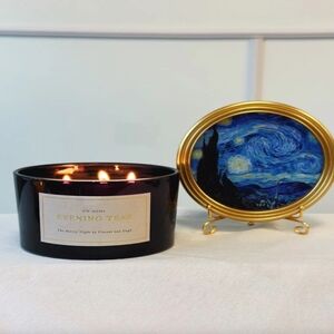 THE STARRY NIGHT BY VINCENT VAN GOGH FRAMED CANDLE BY DW HOME LIMITED EDITION
